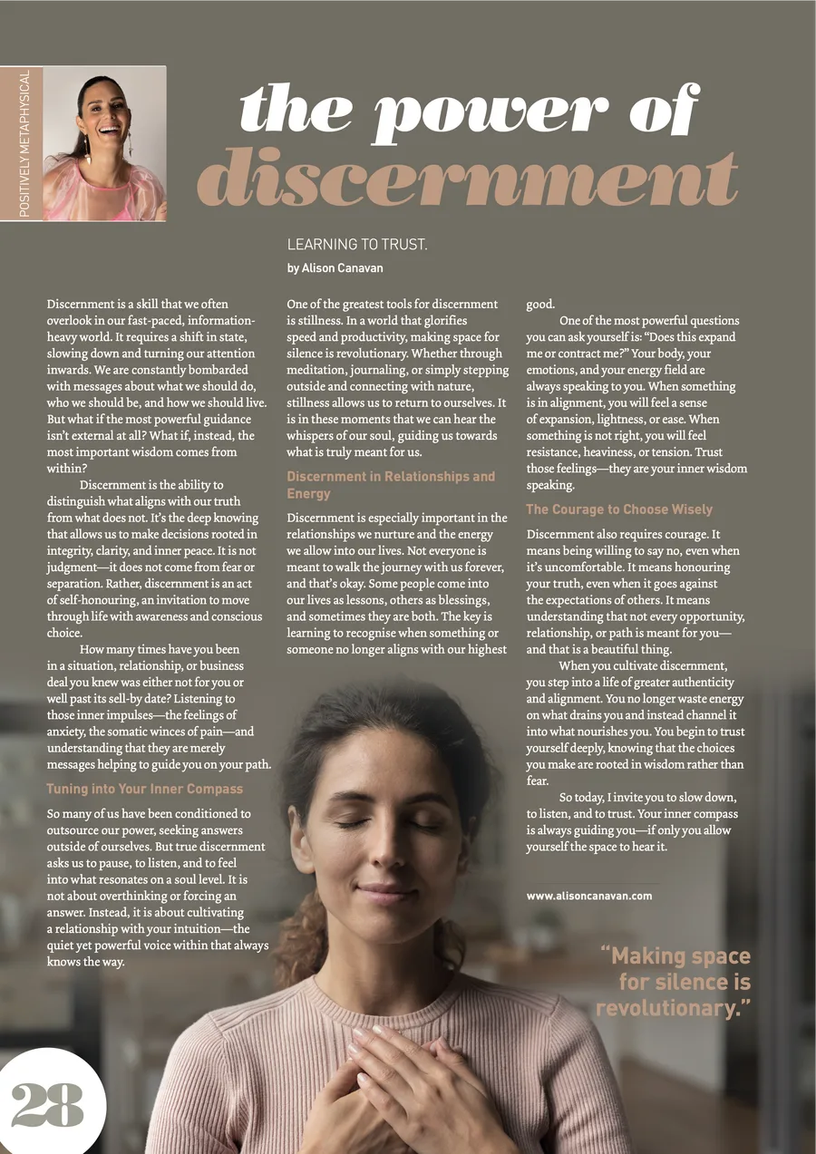 The Power of Discernment, Positive Life Spring 2025